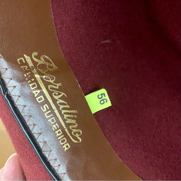 Borsalino Vintage Woven Brushed Red Felt Hat Calidad Superior Fedora Mens Sz 56 - Picture 9 of 9